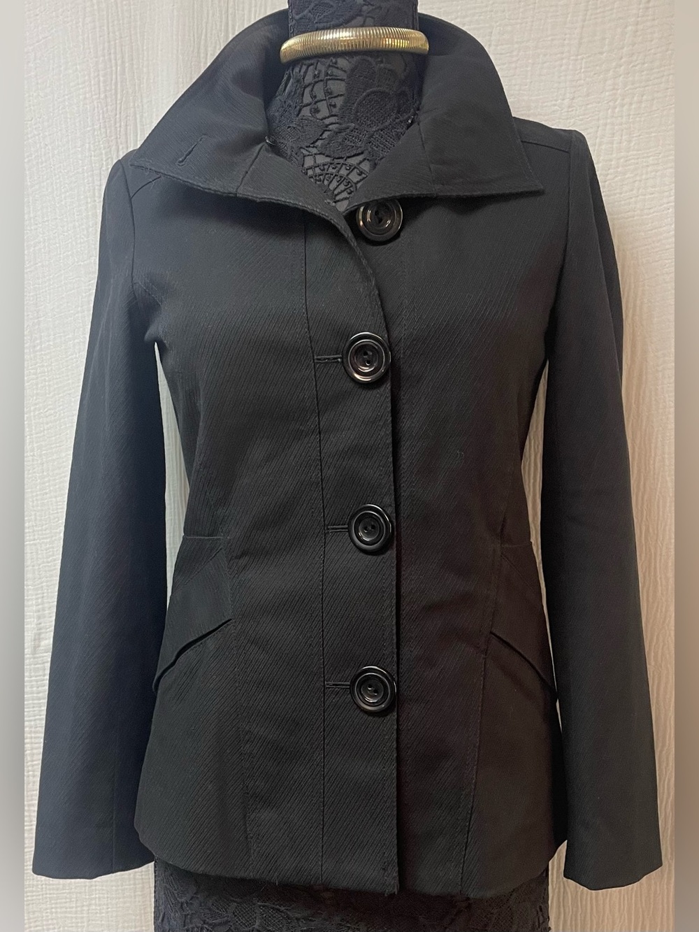 Uwoman Black Button-Front Blazer Jacket, Size: 2